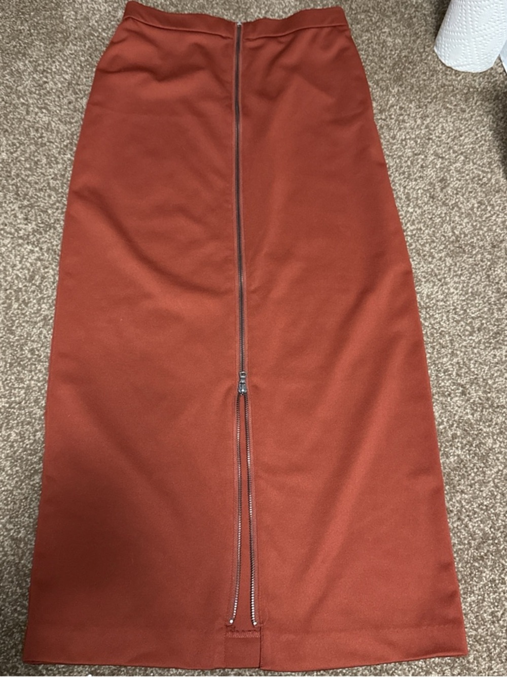 Kenneth Cole Rust Maxi Skirt with Center Zip size 4 A-14